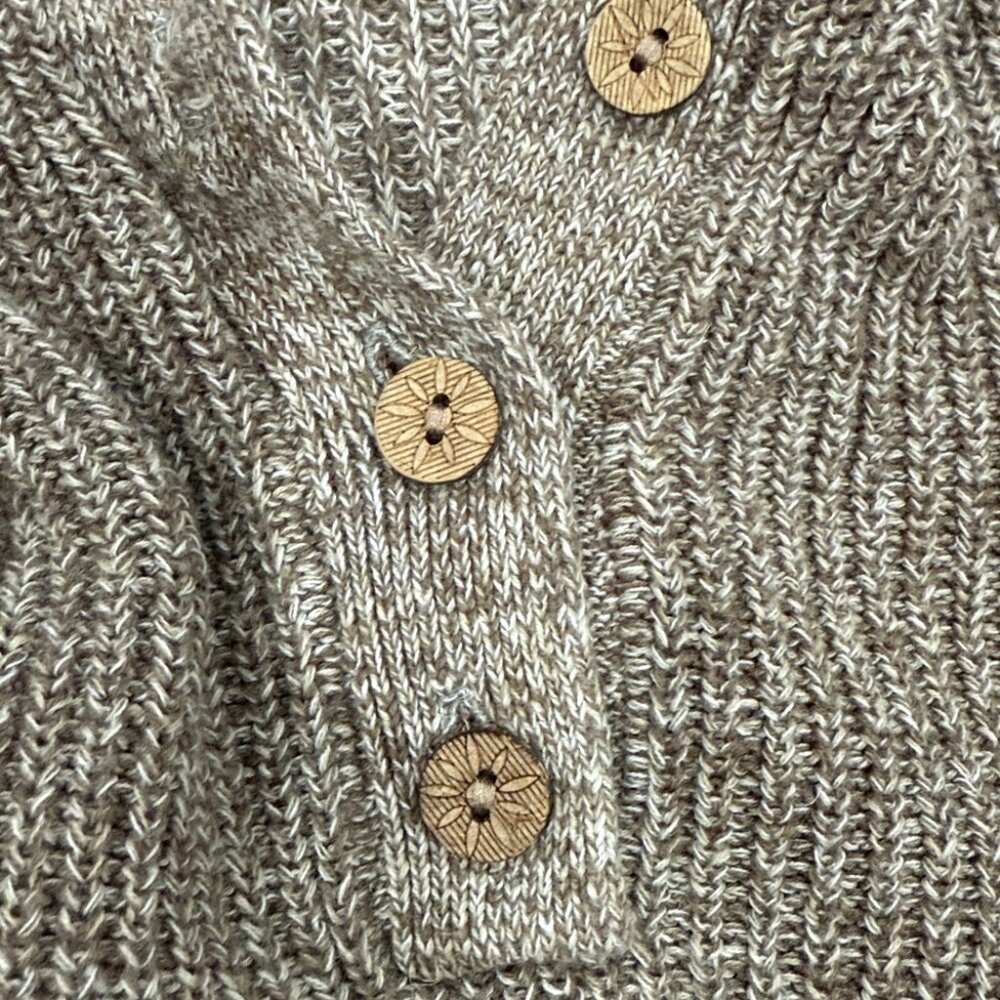 Norm Thompson Polo Sweater Womens Medium Taupe Marled Knit Short Sleeve Preppy - Picture 6 of 6